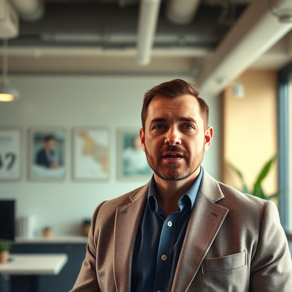 Video retargeting ad frame with presenter speaking to camera